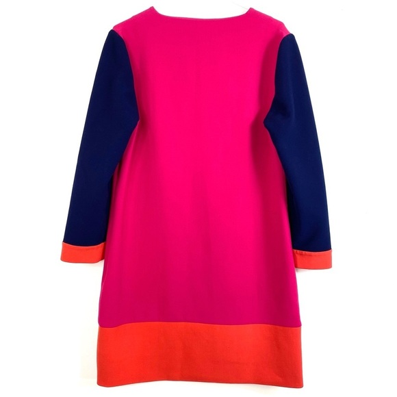 DIANE von Furstenberg Millie Long Sleeve Color Shift Block Dress Pink Navy Sz 6 - Picture 3 of 10